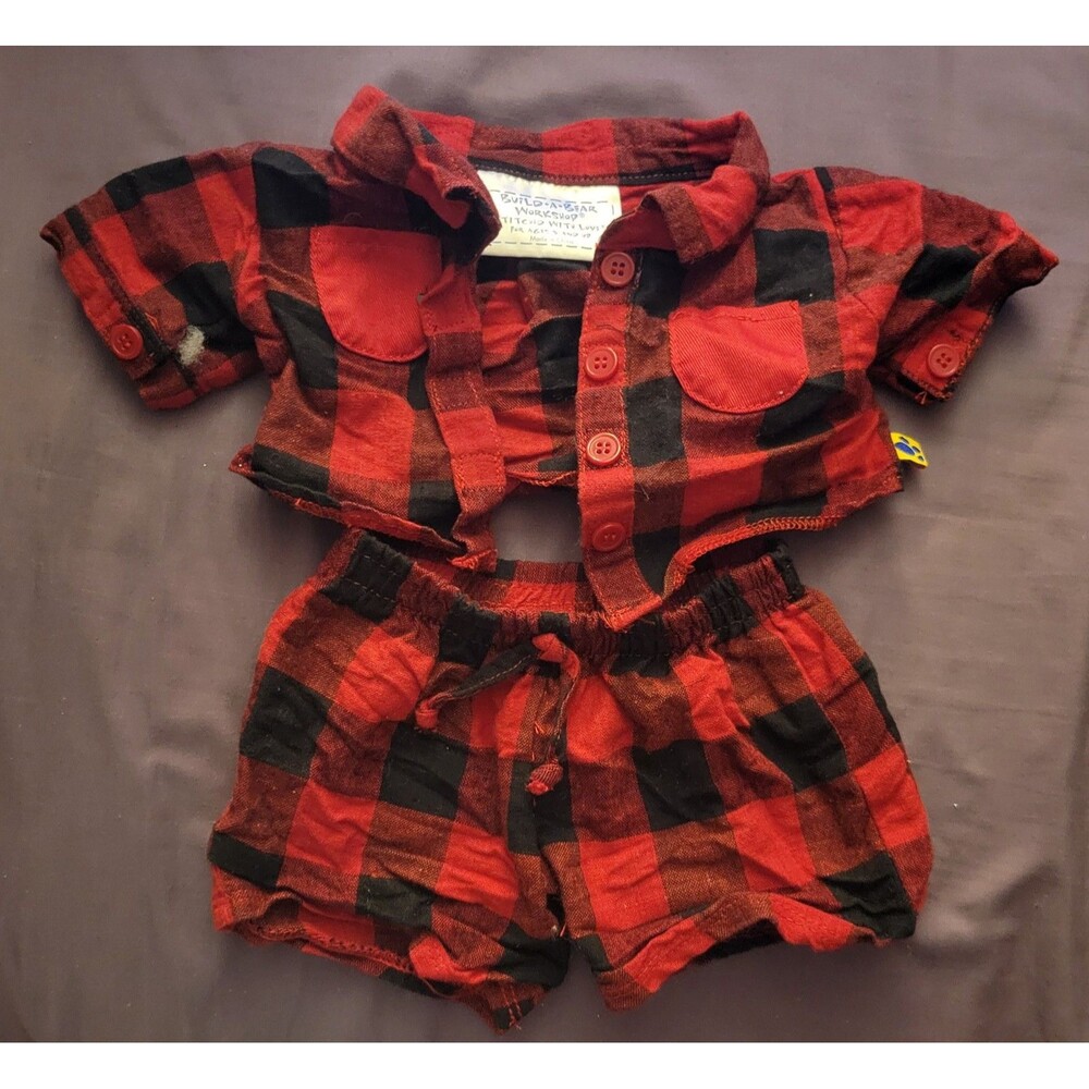 Build-A-Bear Flannel Pajama Bottoms and Top Set Authentic BAB Clothing